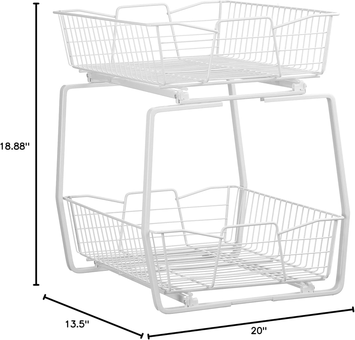 14 in. Pull Out Cabinet Organizer, Heavy Duty, Slide Out Pantry Shelves Drawers for Kitchen, Bathroom, Nickel