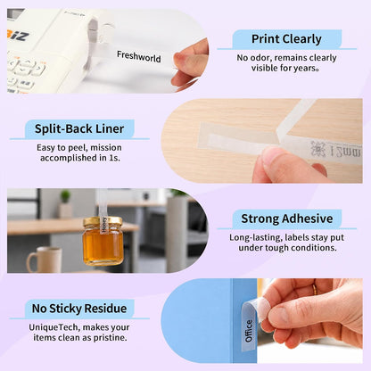 4-Pack Replace for Casio Label It Tape Cartridge 9mm White Laminated XR-9WE | Compatible with Casio Label Maker Tape 9mm XR-9WE2S for EZ Label Printer KL-60 KL750B KL-780 KL-120 KL-100 KL750 KL820 KL7200