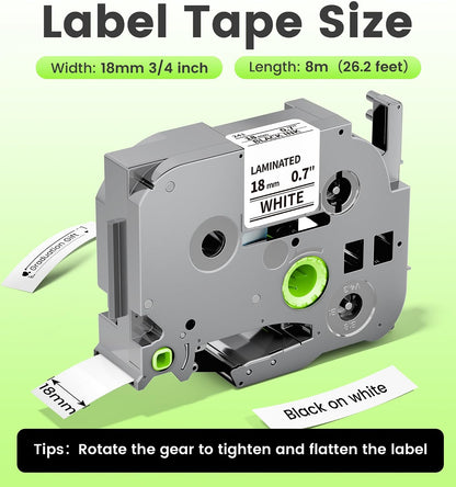 TZe Label Maker Tape 12mm 0.47" White Laminated Replacement for Brother P-Touch Label Tape TZe-231 TZe231 Compatible with Brother Ptouch PTD210 PT-D220 PTH110 PT-D400, 4-Pack