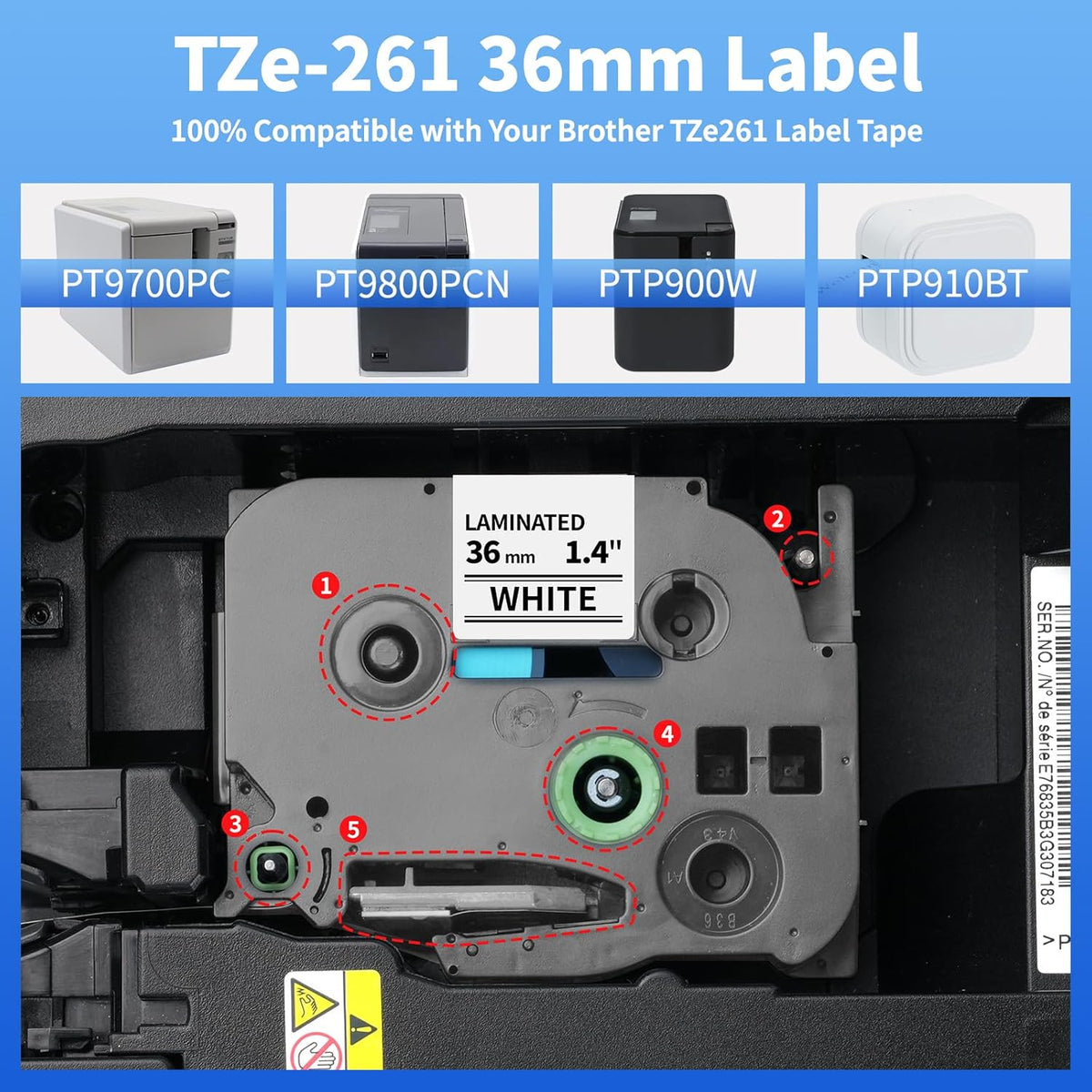 TZe Label Maker Tape 12mm 0.47" White Laminated Replacement for Brother P-Touch Label Tape TZe-231 TZe231 Compatible with Brother Ptouch PTD210 PT-D220 PTH110 PT-D400, 4-Pack