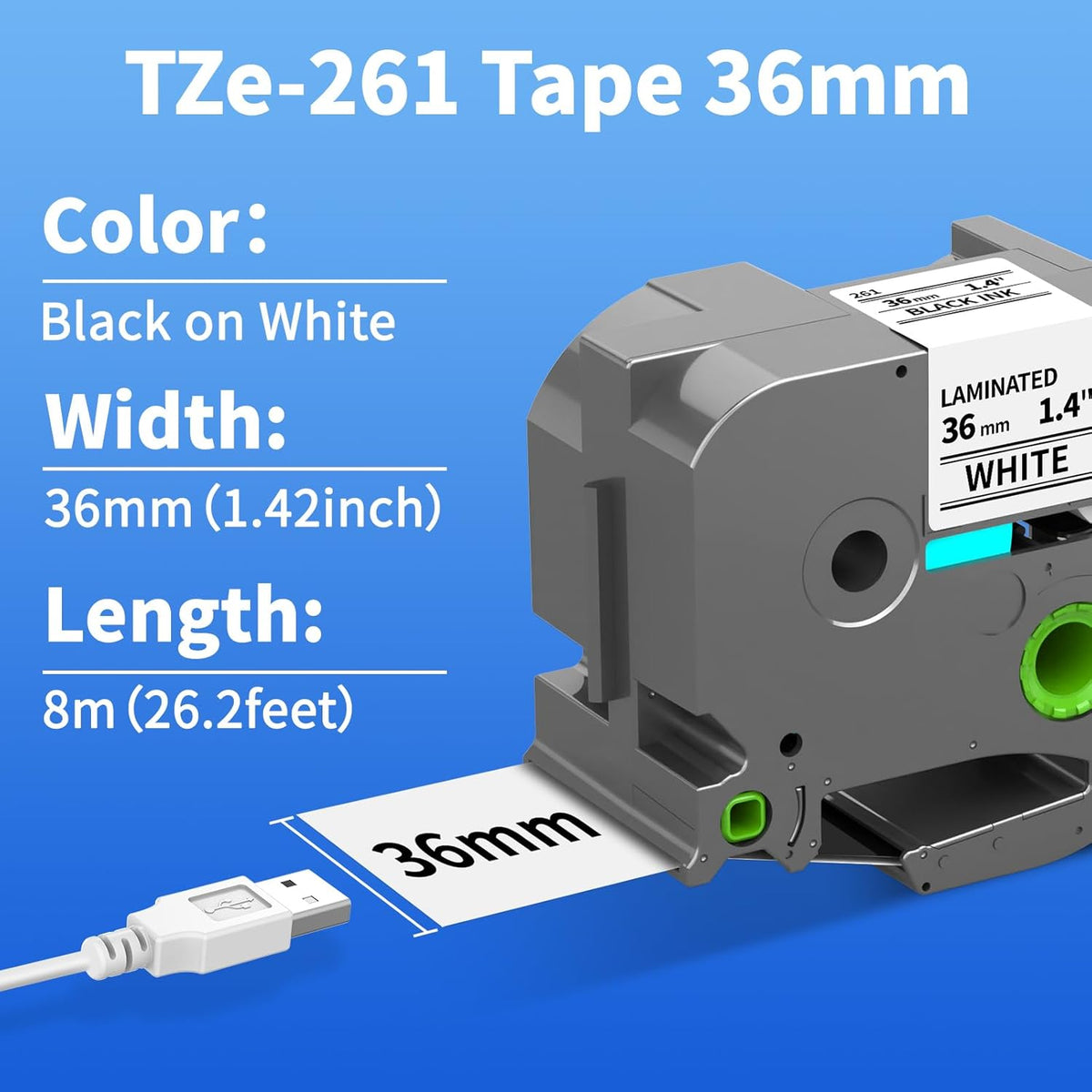 TZe Label Maker Tape 12mm 0.47" White Laminated Replacement for Brother P-Touch Label Tape TZe-231 TZe231 Compatible with Brother Ptouch PTD210 PT-D220 PTH110 PT-D400, 4-Pack