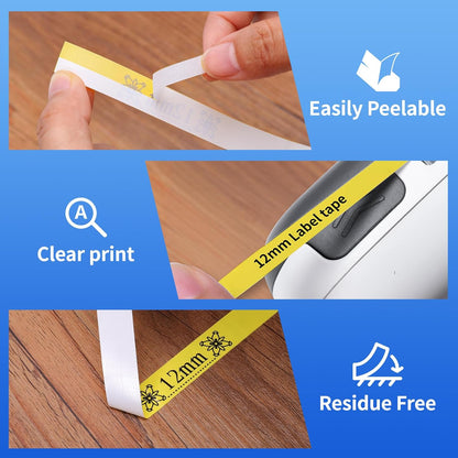 TZe Label Maker Tape 12mm 0.47" White Laminated Replacement for Brother P-Touch Label Tape TZe-231 TZe231 Compatible with Brother Ptouch PTD210 PT-D220 PTH110 PT-D400, 4-Pack