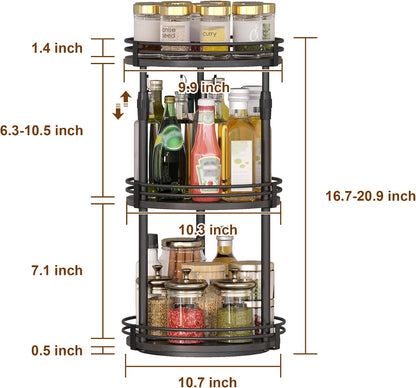 Across-Star Lazy-Susan-Organizer-Spice-Rack, Rotating Spice Organizer For Cabinet Pantry, Seasoning Holder Spice Shelf With Adjustable Height, Kitchen Counter Shelf Countertop Organizer