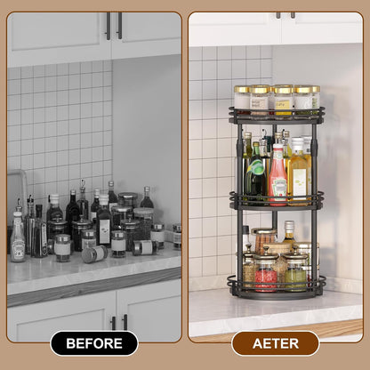 Across-Star Lazy-Susan-Organizer-Spice-Rack, Rotating Spice Organizer For Cabinet Pantry, Seasoning Holder Spice Shelf With Adjustable Height, Kitchen Counter Shelf Countertop Organizer
