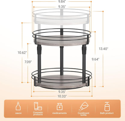 Across-Star Lazy-Susan-Organizer-Spice-Rack, Rotating Spice Organizer For Cabinet Pantry, Seasoning Holder Spice Shelf With Adjustable Height, Kitchen Counter Shelf Countertop Organizer