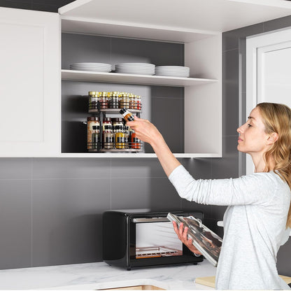 Across-Star Lazy-Susan-Organizer-Spice-Rack, Rotating Spice Organizer For Cabinet Pantry, Seasoning Holder Spice Shelf With Adjustable Height, Kitchen Counter Shelf Countertop Organizer