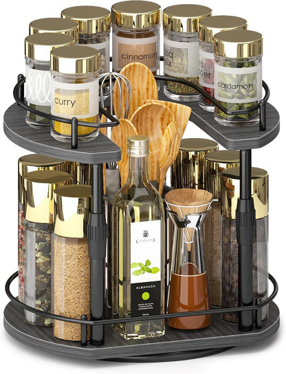 Across-Star Lazy-Susan-Organizer-Spice-Rack, Rotating Spice Organizer For Cabinet Pantry, Seasoning Holder Spice Shelf With Adjustable Height, Kitchen Counter Shelf Countertop Organizer