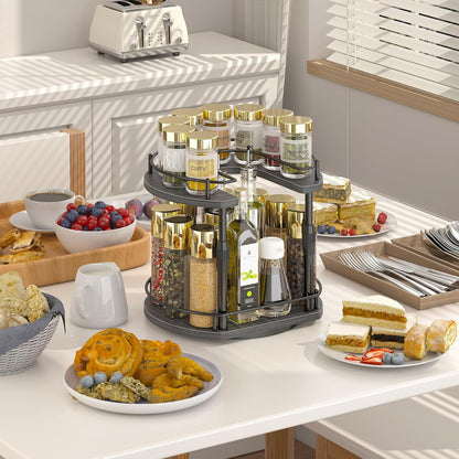 Across-Star Lazy-Susan-Organizer-Spice-Rack, Rotating Spice Organizer For Cabinet Pantry, Seasoning Holder Spice Shelf With Adjustable Height, Kitchen Counter Shelf Countertop Organizer
