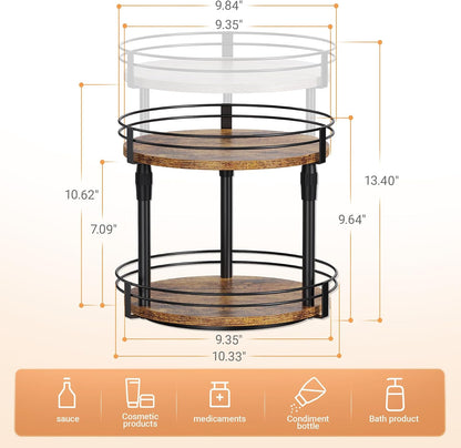 Across-Star Lazy-Susan-Organizer-Spice-Rack, Rotating Spice Organizer For Cabinet Pantry, Seasoning Holder Spice Shelf With Adjustable Height, Kitchen Counter Shelf Countertop Organizer