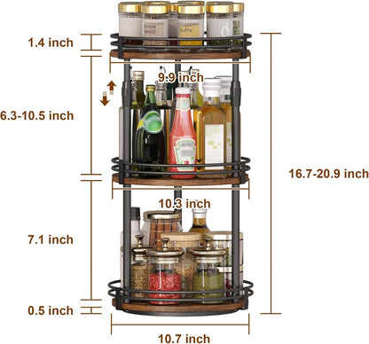Across-Star Lazy-Susan-Organizer-Spice-Rack, Rotating Spice Organizer For Cabinet Pantry, Seasoning Holder Spice Shelf With Adjustable Height, Kitchen Counter Shelf Countertop Organizer