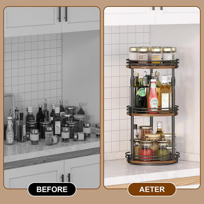 Across-Star Lazy-Susan-Organizer-Spice-Rack, Rotating Spice Organizer For Cabinet Pantry, Seasoning Holder Spice Shelf With Adjustable Height, Kitchen Counter Shelf Countertop Organizer