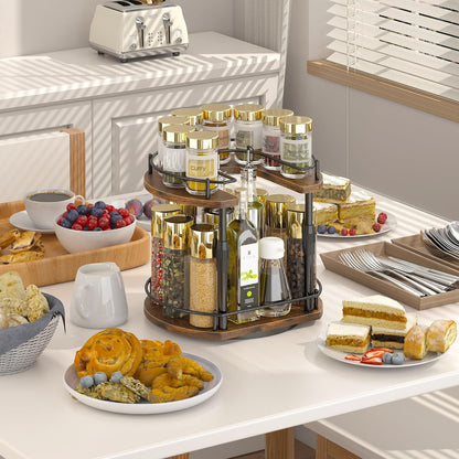 Across-Star Lazy-Susan-Organizer-Spice-Rack, Rotating Spice Organizer For Cabinet Pantry, Seasoning Holder Spice Shelf With Adjustable Height, Kitchen Counter Shelf Countertop Organizer