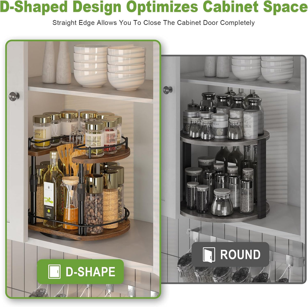 Across-Star Lazy-Susan-Organizer-Spice-Rack, Rotating Spice Organizer For Cabinet Pantry, Seasoning Holder Spice Shelf With Adjustable Height, Kitchen Counter Shelf Countertop Organizer