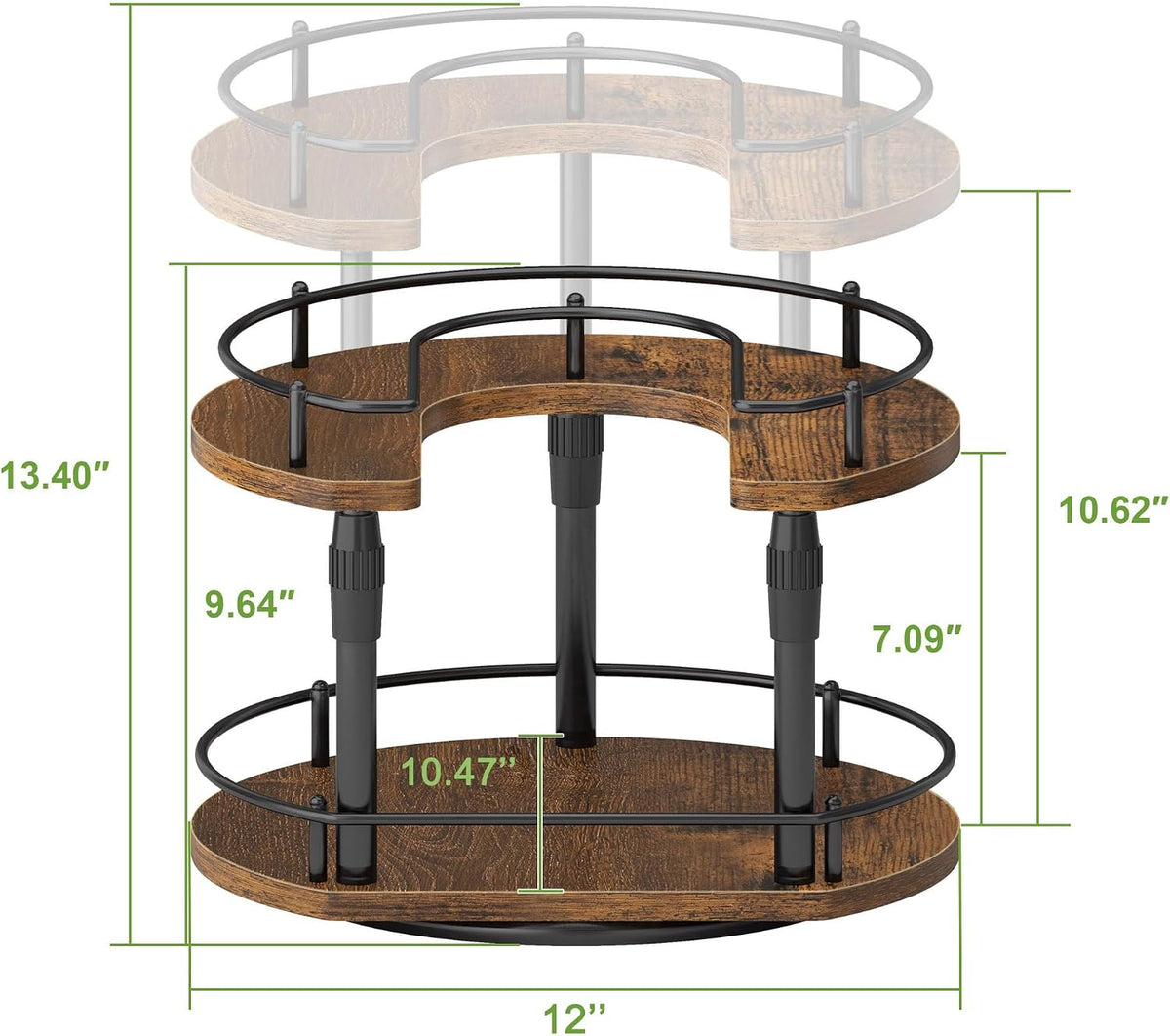 Across-Star Lazy-Susan-Organizer-Spice-Rack, Rotating Spice Organizer For Cabinet Pantry, Seasoning Holder Spice Shelf With Adjustable Height, Kitchen Counter Shelf Countertop Organizer
