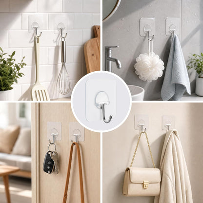 Adhesive Hooks Heavy Duty, 15lb(Max) 180 Degree Rotating Wall Sticky Hooks for Hanging Wall Hangers Without Nails Seamless Stick on Bathroom Kitchen Office Outdoors-10 Packs