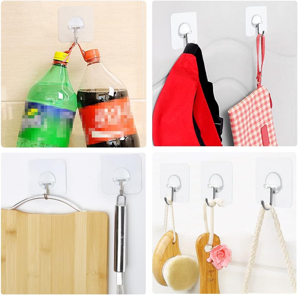 Adhesive Hooks Heavy Duty, 15lb(Max) 180 Degree Rotating Wall Sticky Hooks for Hanging Wall Hangers Without Nails Seamless Stick on Bathroom Kitchen Office Outdoors-10 Packs