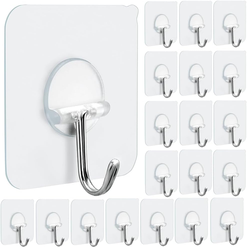 Adhesive Hooks Heavy Duty, 15lb(Max) 180 Degree Rotating Wall Sticky Hooks for Hanging Wall Hangers Without Nails Seamless Stick on Bathroom Kitchen Office Outdoors-10 Packs