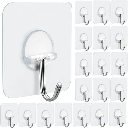 Adhesive Hooks Heavy Duty, 15lb(Max) 180 Degree Rotating Wall Sticky Hooks for Hanging Wall Hangers Without Nails Seamless Stick on Bathroom Kitchen Office Outdoors-10 Packs