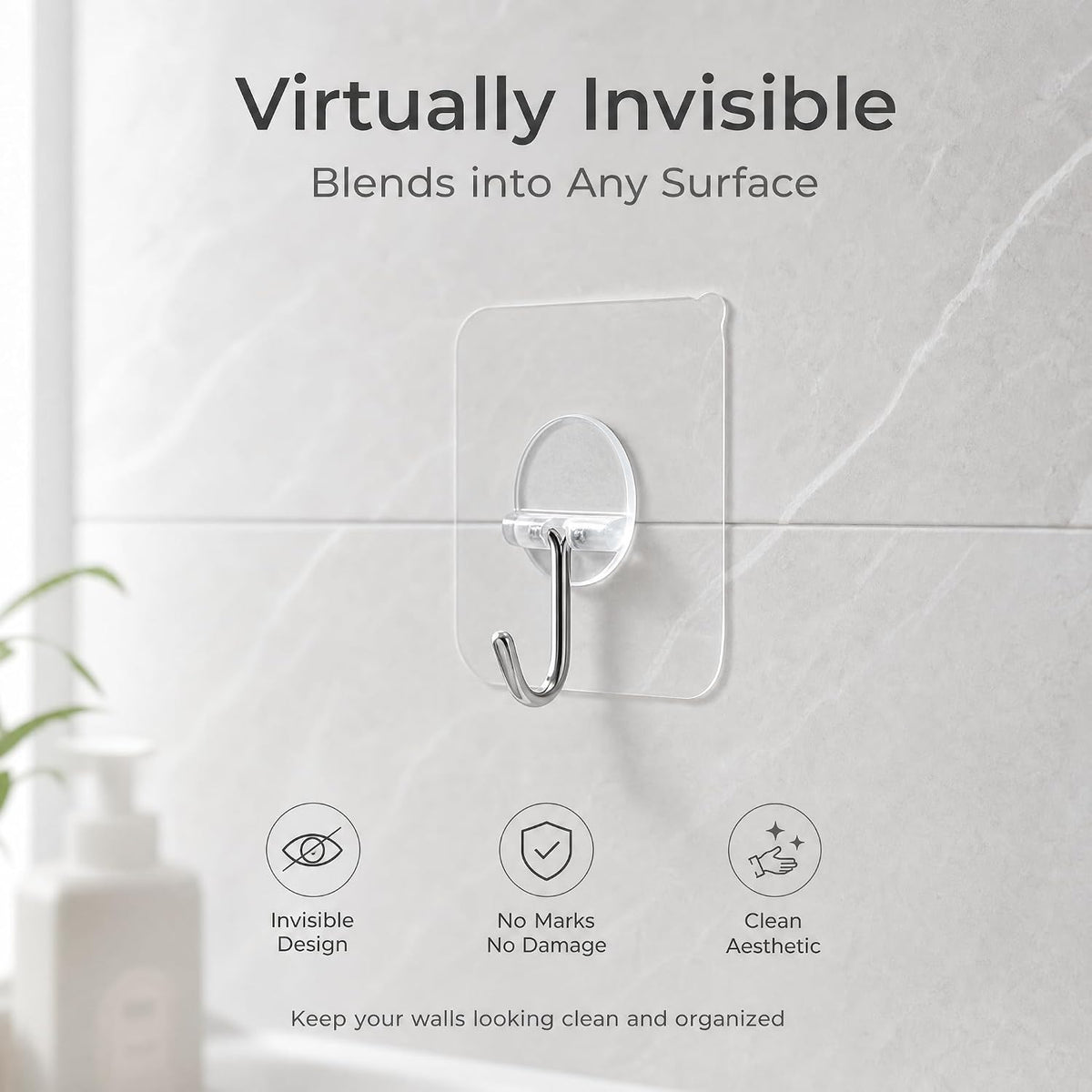 Adhesive Hooks Heavy Duty, 15lb(Max) 180 Degree Rotating Wall Sticky Hooks for Hanging Wall Hangers Without Nails Seamless Stick on Bathroom Kitchen Office Outdoors-10 Packs