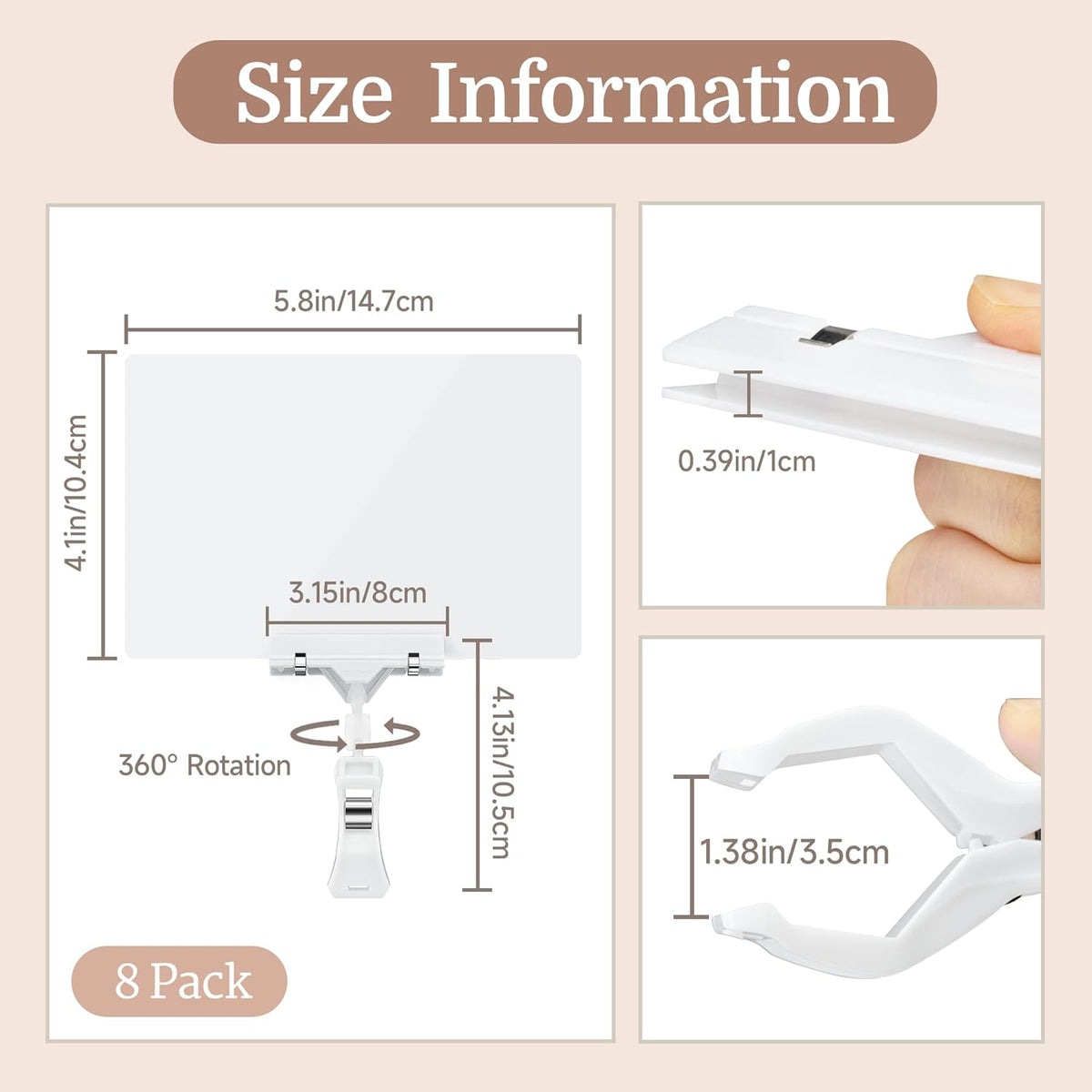 14 Pack Sign Labels Clip Holder, Plastic Food Tray Label Holder, Reusable Labels Clip on Sign Holders for Cup Bowl Pan Buffet Deli Trays Board Bake Signs
