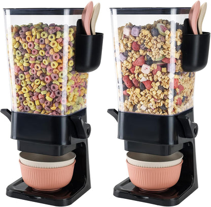 Cereal Dispenser Countertop Red 2 Pack with Creal Bowls Spoons Cutlery Box, Cereal Containers Storage - Not Easy to Crush Food, Dry Food Dispenser For Pantry Candy Snack