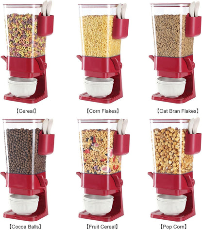 Cereal Dispenser Countertop Red 2 Pack with Creal Bowls Spoons Cutlery Box, Cereal Containers Storage - Not Easy to Crush Food, Dry Food Dispenser For Pantry Candy Snack