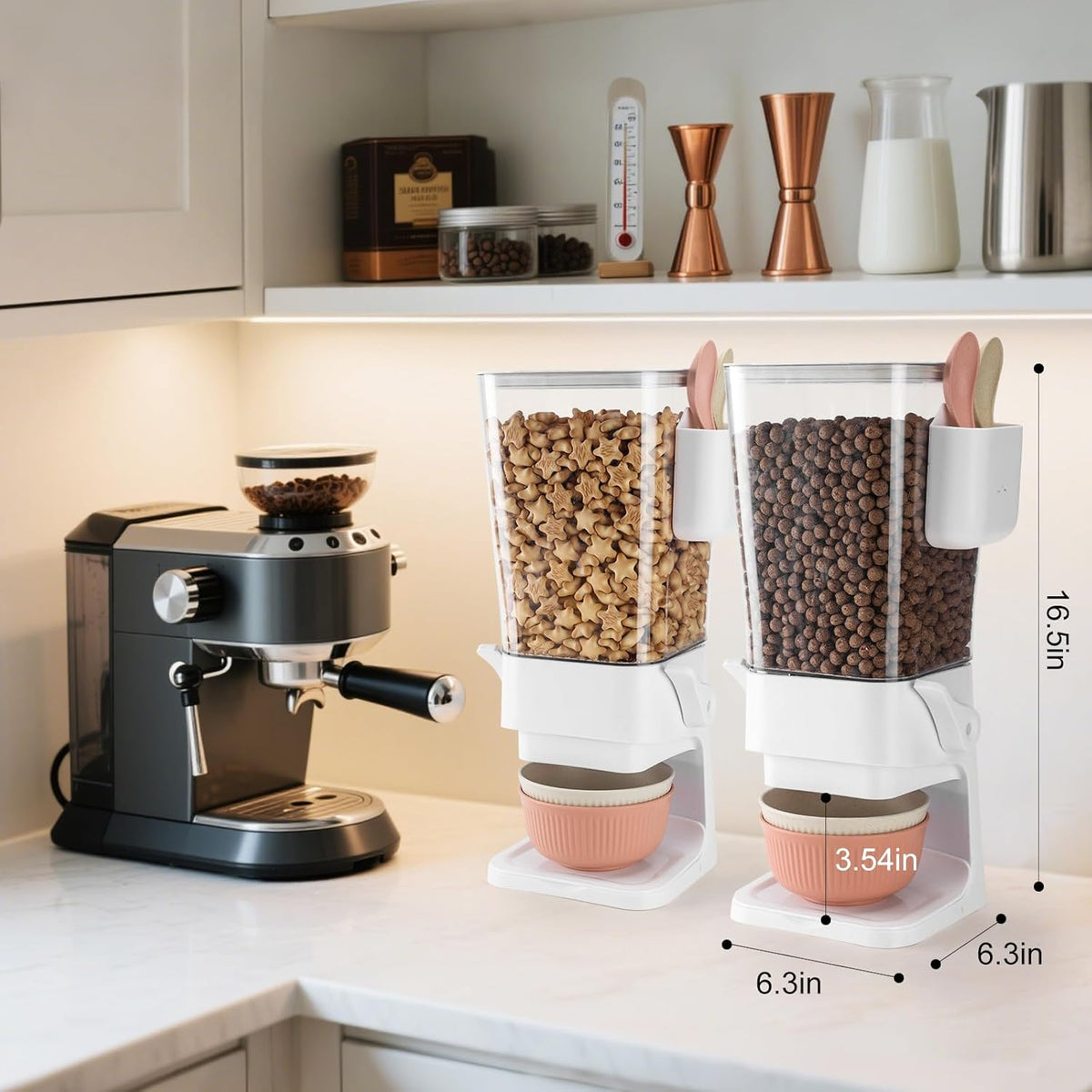 Cereal Dispenser Countertop Red 2 Pack with Creal Bowls Spoons Cutlery Box, Cereal Containers Storage - Not Easy to Crush Food, Dry Food Dispenser For Pantry Candy Snack