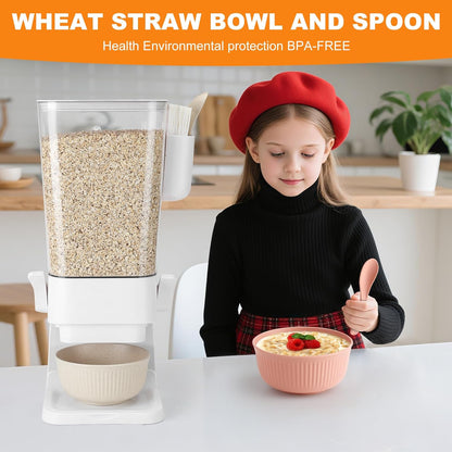 Cereal Dispenser Countertop Red 2 Pack with Creal Bowls Spoons Cutlery Box, Cereal Containers Storage - Not Easy to Crush Food, Dry Food Dispenser For Pantry Candy Snack