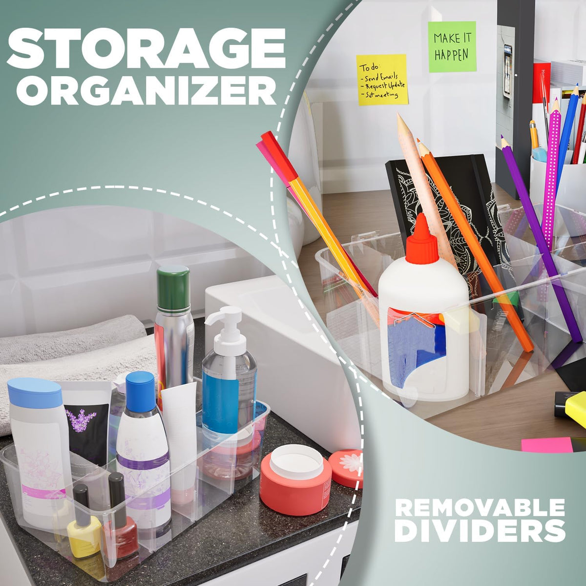 Tea Bag Organizer With Lids, Clear Pantry Storage Box - (3 Pack) Stackable Partition Organizers or Holder With Lids For Drawers, Countertops, Fridge, Kitchen, Snack & Spice Organization