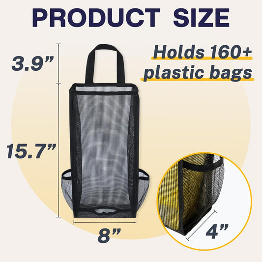Plastic Bag Holder, Large Mesh Grocery Bag Holder for Plastic Bags (Black) | Heavy Duty Grocery Bag Holder for Plastic Bags Groceries Store, Large Plastic Bag Holders for Grocery Bags Groceries Store
