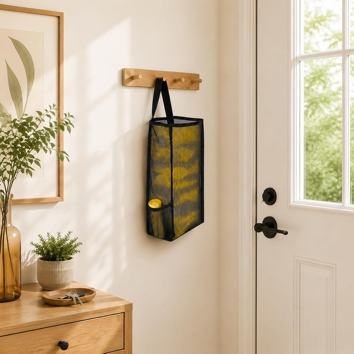 Plastic Bag Holder, Large Mesh Grocery Bag Holder for Plastic Bags (Black) | Heavy Duty Grocery Bag Holder for Plastic Bags Groceries Store, Large Plastic Bag Holders for Grocery Bags Groceries Store