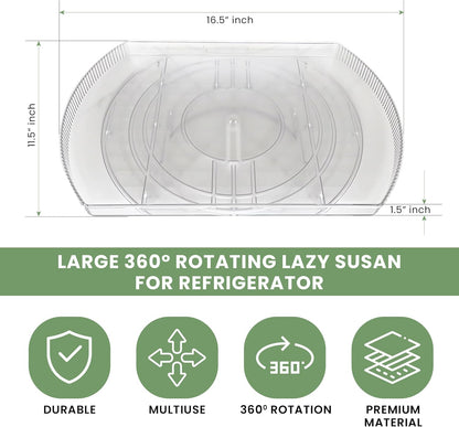 NOSTA Home Rotating Lazy Susan for Refrigerator - Square Lazy Susan - Refrigerator Lazy Susan Organizer - Rotating Fridge Organizer - Large (16.5x11)