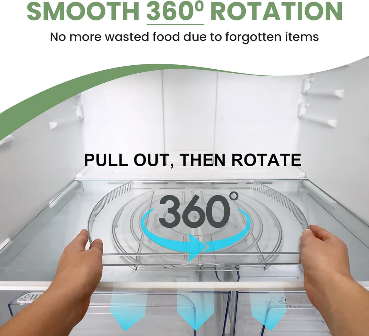 NOSTA Home Rotating Lazy Susan for Refrigerator - Square Lazy Susan - Refrigerator Lazy Susan Organizer - Rotating Fridge Organizer - Large (16.5x11)