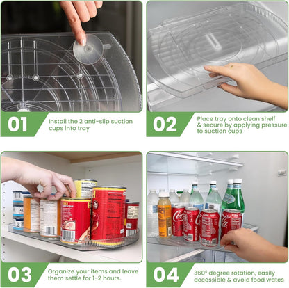 NOSTA Home Rotating Lazy Susan for Refrigerator - Square Lazy Susan - Refrigerator Lazy Susan Organizer - Rotating Fridge Organizer - Large (16.5x11)