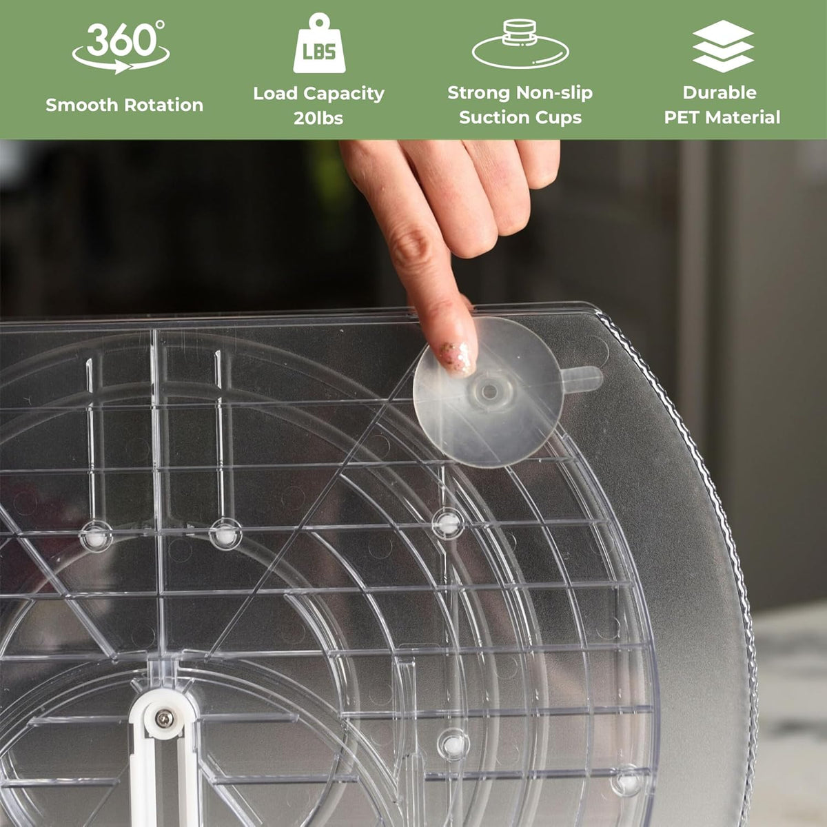 NOSTA Home Rotating Lazy Susan for Refrigerator - Square Lazy Susan - Refrigerator Lazy Susan Organizer - Rotating Fridge Organizer - Large (16.5x11)