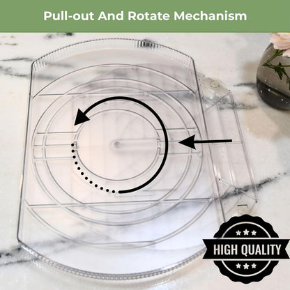 NOSTA Home Rotating Lazy Susan for Refrigerator - Square Lazy Susan - Refrigerator Lazy Susan Organizer - Rotating Fridge Organizer - Large (16.5x11)