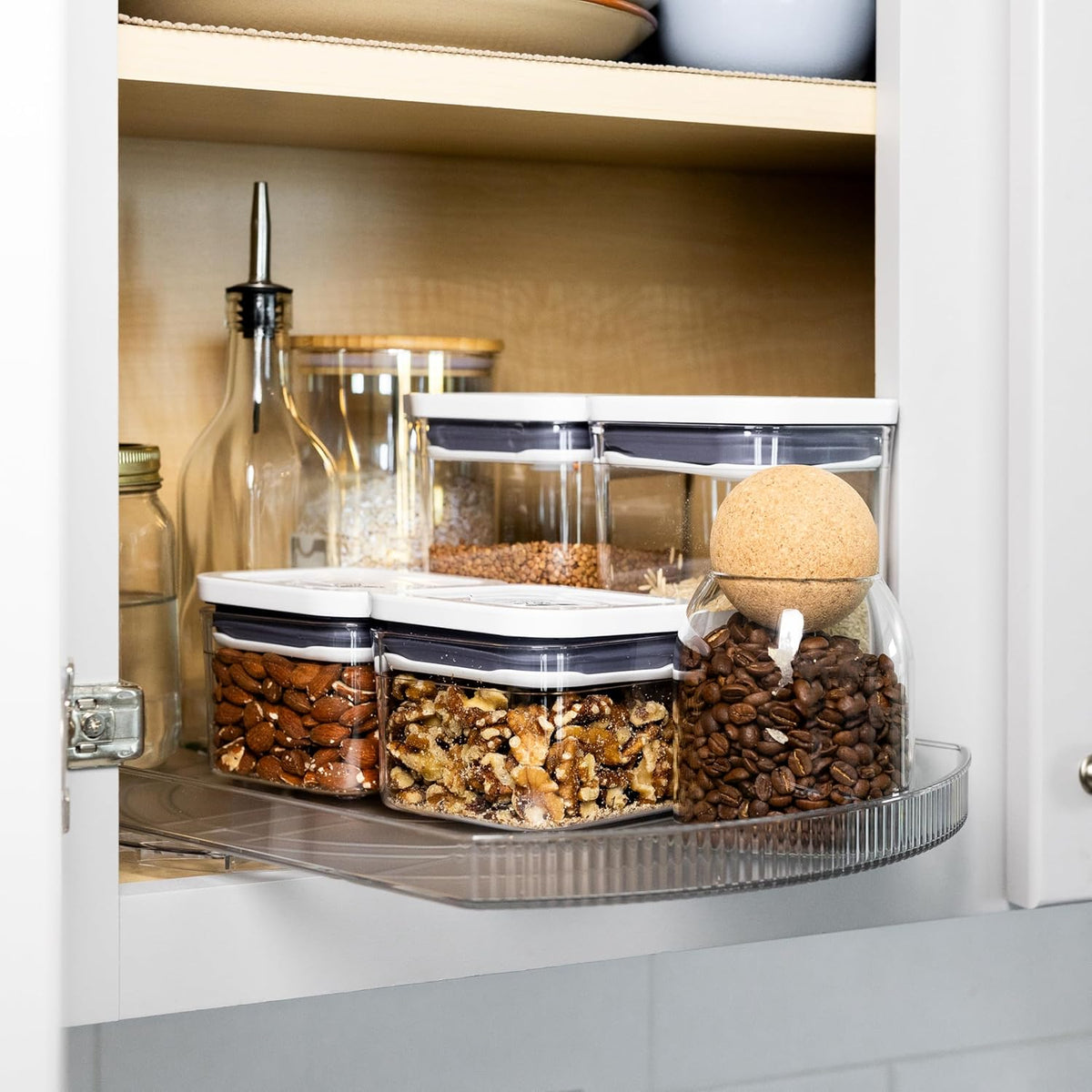 NOSTA Home Rotating Lazy Susan for Refrigerator - Square Lazy Susan - Refrigerator Lazy Susan Organizer - Rotating Fridge Organizer - Large (16.5x11)