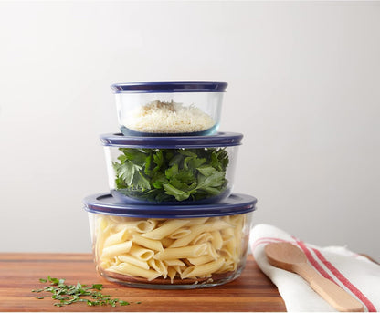 Simply Store (3-Pack) Glass Food Storage Containers Set (2, 4, 7 Cup)
