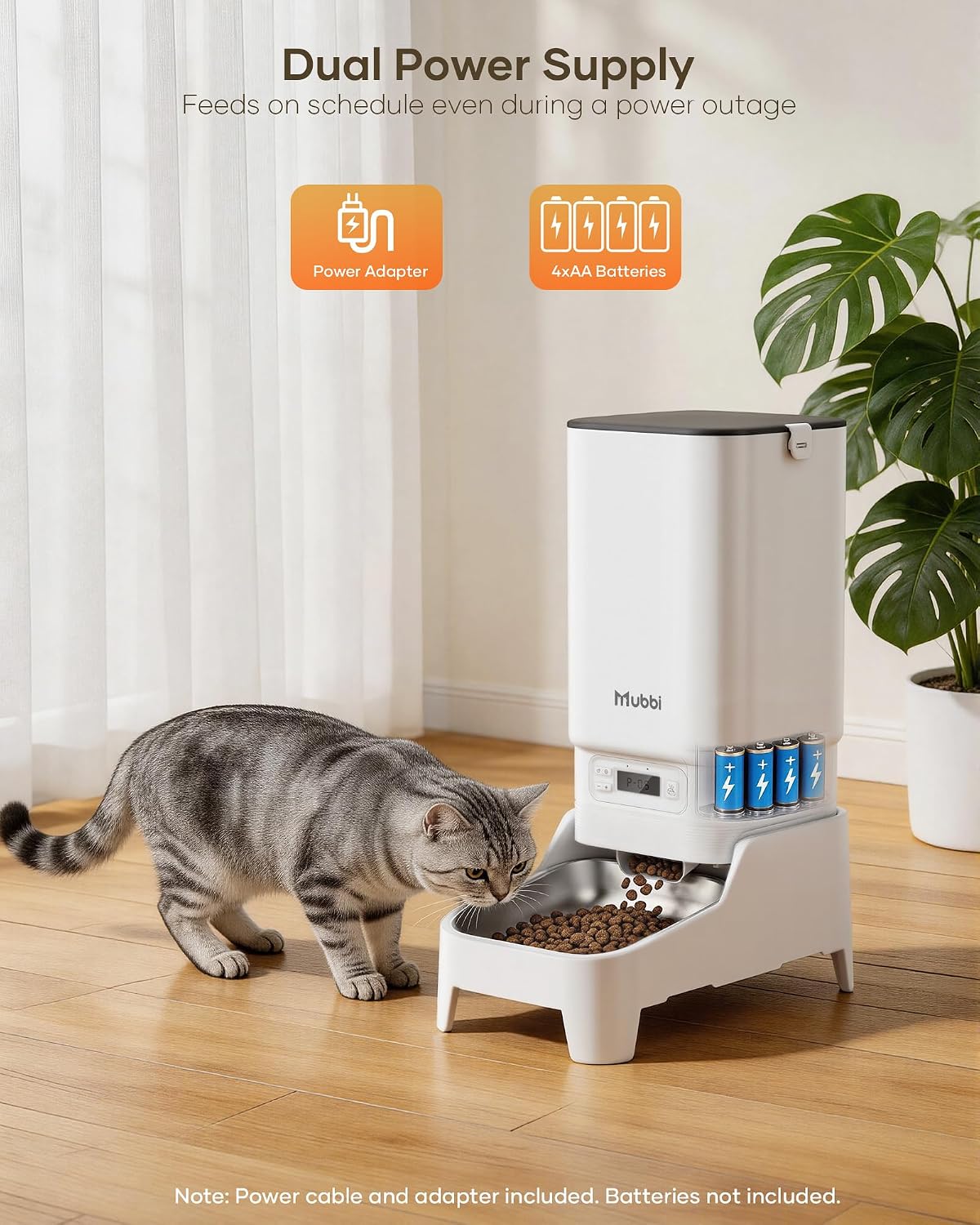 Automatic Dog Feeder with Elevated Stand - 7L Cat Food Dispenser with Large Food Tray, Timed Auto Cat Feeder for Dry Food, 6 Meals Per Day, No-Jam, Freshness Design, Detachable for Easy Clean