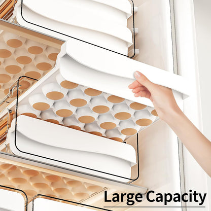 JOYZAN Egg Holder for Fridge 60 Count Large Capactity Egg Storage Container for Refrigerator, Clear Stackable Egg Organizer for Fridge, Coutertop Egg Trays Pull Out Drawer