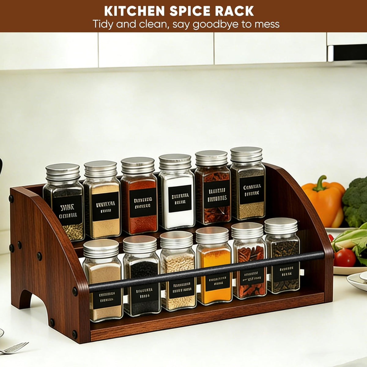 Coffee Syrup Rack Organizer, 3-Tier | Metal Bottle Holder, Holds 12 Bottles, Rustic Countertop Display Shelf, For Coffee Bar, Kitchen Cabinet, Pantry