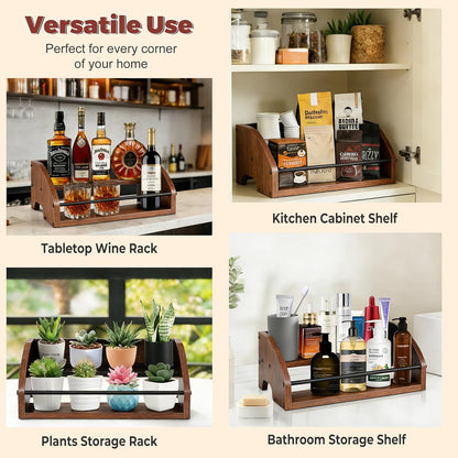 Coffee Syrup Rack Organizer, 3-Tier | Metal Bottle Holder, Holds 12 Bottles, Rustic Countertop Display Shelf, For Coffee Bar, Kitchen Cabinet, Pantry