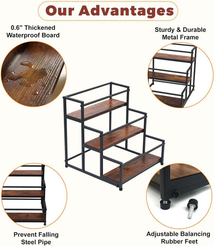 Coffee Syrup Rack Organizer, 3-Tier | Metal Bottle Holder, Holds 12 Bottles, Rustic Countertop Display Shelf, For Coffee Bar, Kitchen Cabinet, Pantry