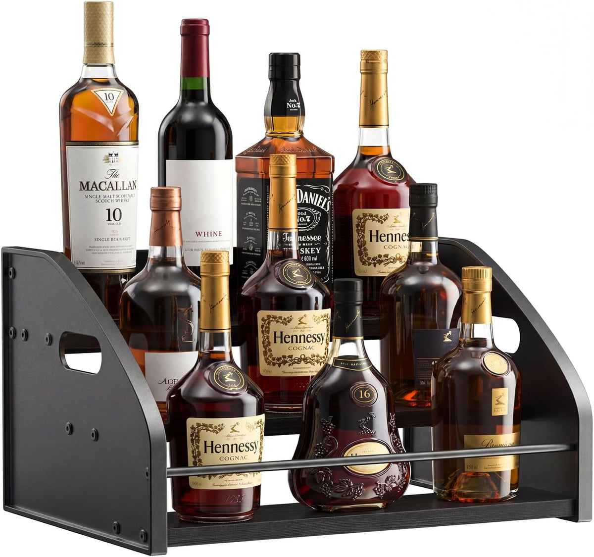 Coffee Syrup Rack Organizer, 3-Tier | Metal Bottle Holder, Holds 12 Bottles, Rustic Countertop Display Shelf, For Coffee Bar, Kitchen Cabinet, Pantry