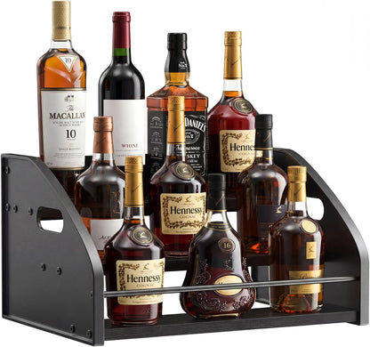 Coffee Syrup Rack Organizer, 3-Tier | Metal Bottle Holder, Holds 12 Bottles, Rustic Countertop Display Shelf, For Coffee Bar, Kitchen Cabinet, Pantry