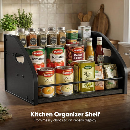 Coffee Syrup Rack Organizer, 3-Tier | Metal Bottle Holder, Holds 12 Bottles, Rustic Countertop Display Shelf, For Coffee Bar, Kitchen Cabinet, Pantry