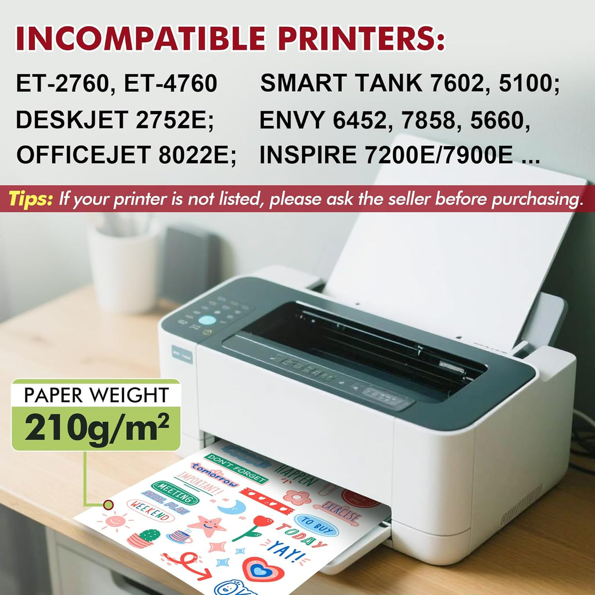 Clear Sticker Paper for Inkjet Printers, Waterproof Glossy | 15 Sheets 8.5x11 Inch, Translucent Printable Vinyl Sticker Paper for Custom Decals