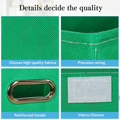 Fabric Storage Cube Bins Foldable Organizer Container Collapsible Basket with Lids and Metal Handles, for Home, Bedroom, Closet (Black)