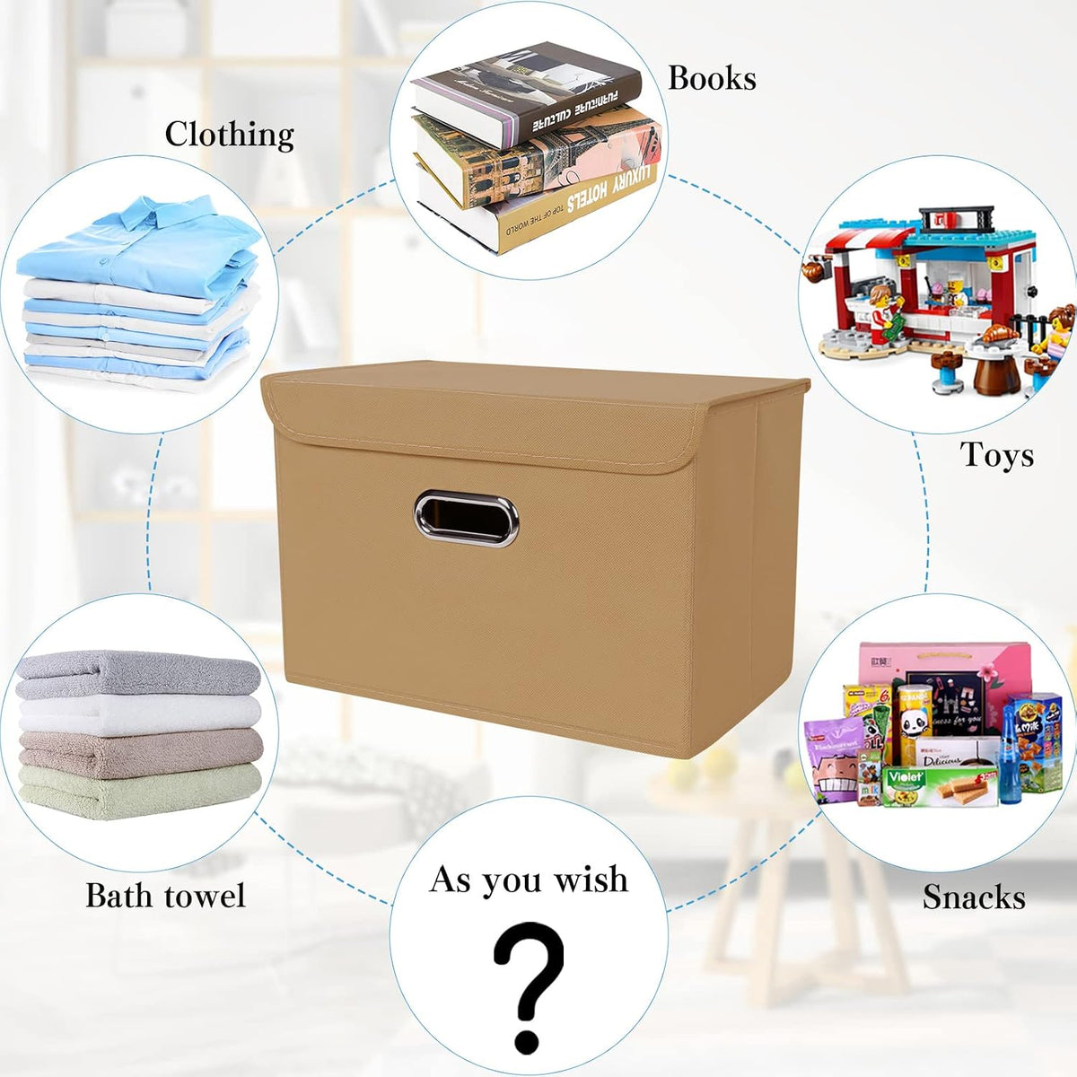 Fabric Storage Cube Bins Foldable Organizer Container Collapsible Basket with Lids and Metal Handles, for Home, Bedroom, Closet (Black)