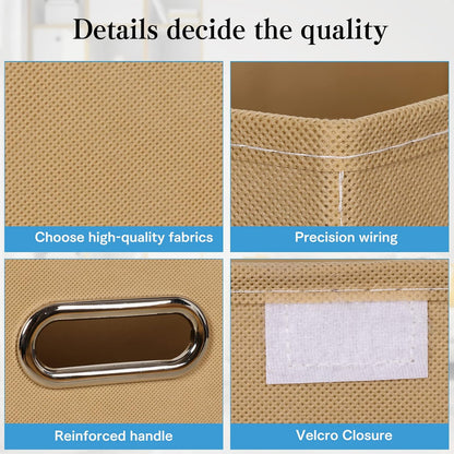 Fabric Storage Cube Bins Foldable Organizer Container Collapsible Basket with Lids and Metal Handles, for Home, Bedroom, Closet (Black)